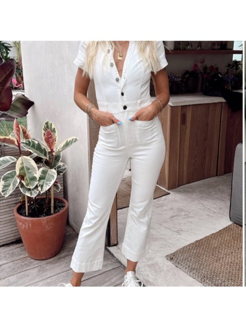 Show Me Your MuMu Cropped Everhart Jumpsuit - Pearly White